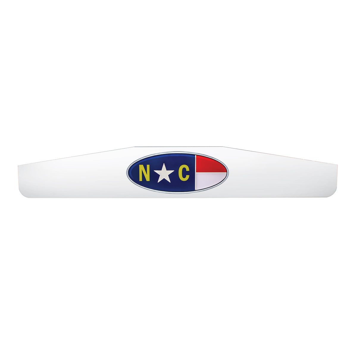 4" X 24" Chrome Bottom Mud Flap Weight With Oval North Carolina Flag Emblem
