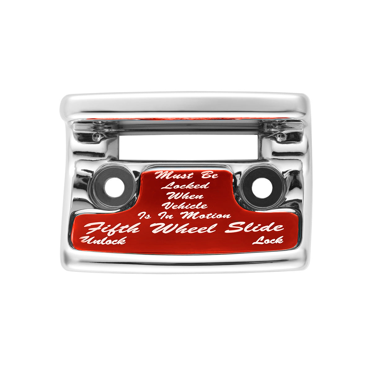 Chrome Plastic Fifth Wheel Switch Guard With Glossy Sticker For 1990-2010 Freightliner Classic- Red Sticker