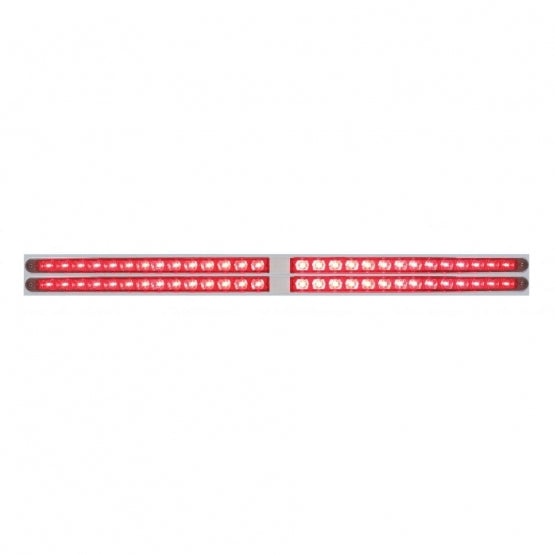 Chrome Top Mud Flap Plate With Four 14 LED 24" Light Bars - Red LED/Red Lens (Each)