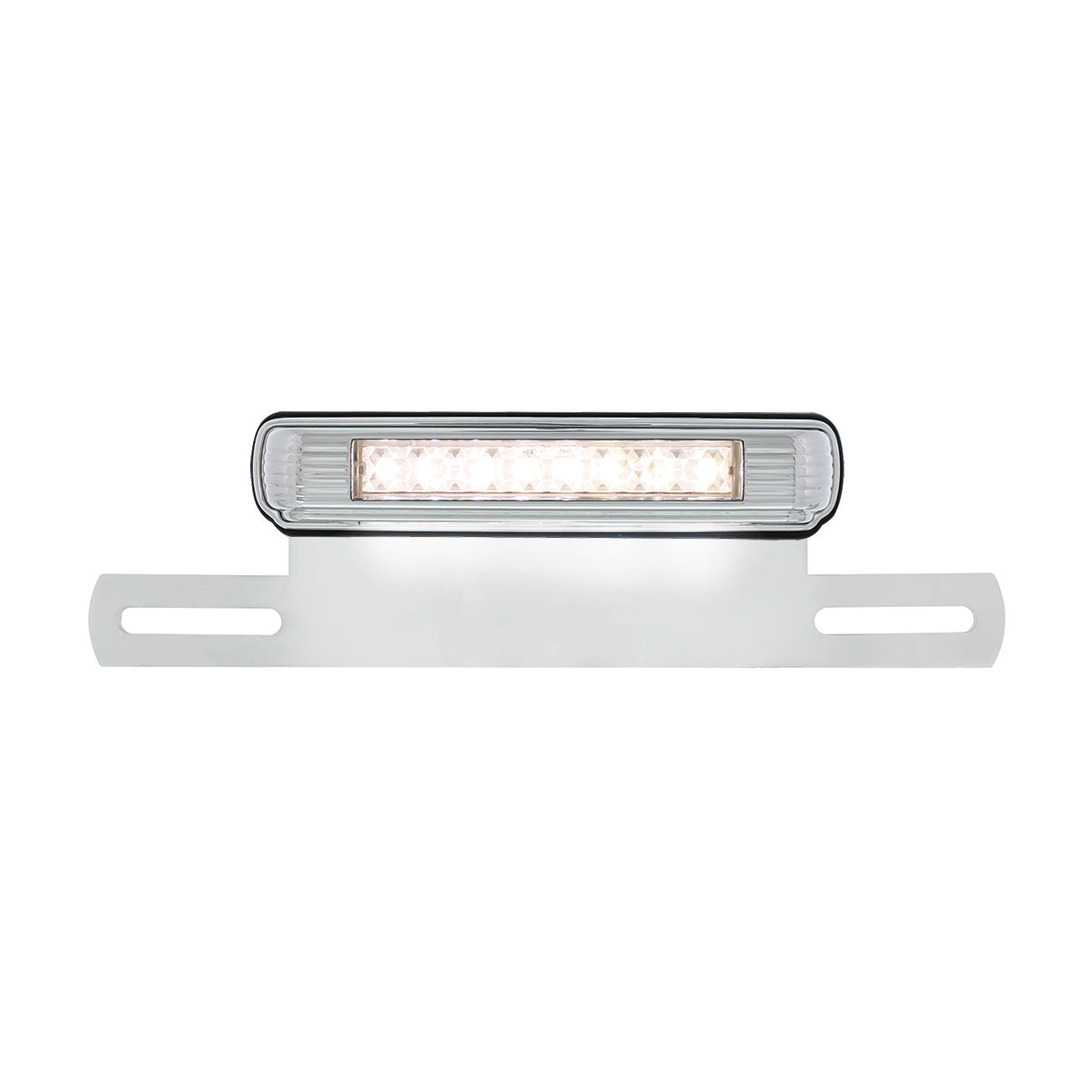 Chrome License Plate Light & Bracket With White LED Backup Light - White LED/Clears Lens