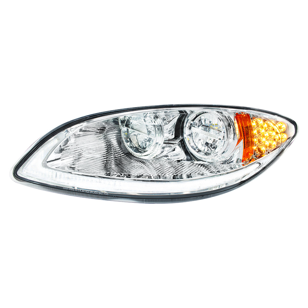 Chrome LED Headlight With LED Light Bar & Turn Signal For 2006-2017 International Prostar-Driver