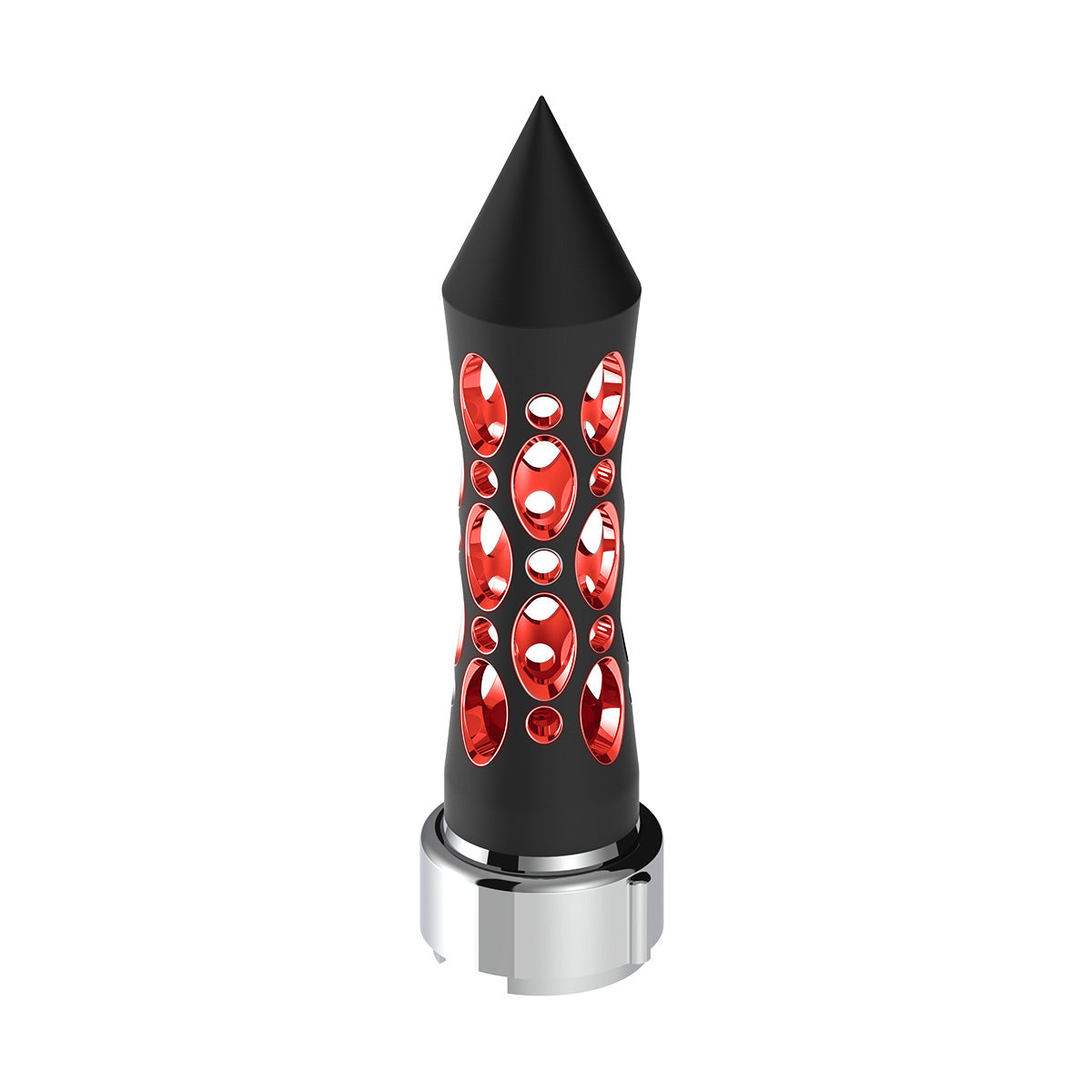 Thread-On Daytona Style Spike Gearshift Knob With LED 9/10 Speed Adapter - Black/Red LED