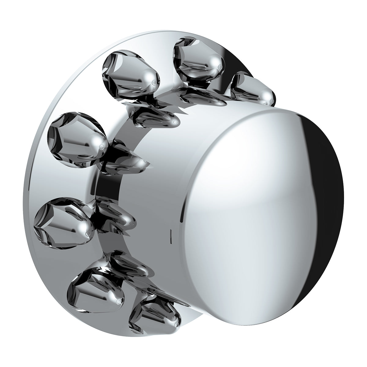Dome Rear Axle Cover With 1-1/2" Push-On Standard Nut Covers - Chrome