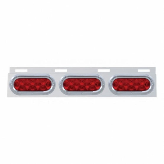 Stainless Top Mud Flap Plate With Three 10 LED Lights & Visor - Red LED/Red Lens (Each)