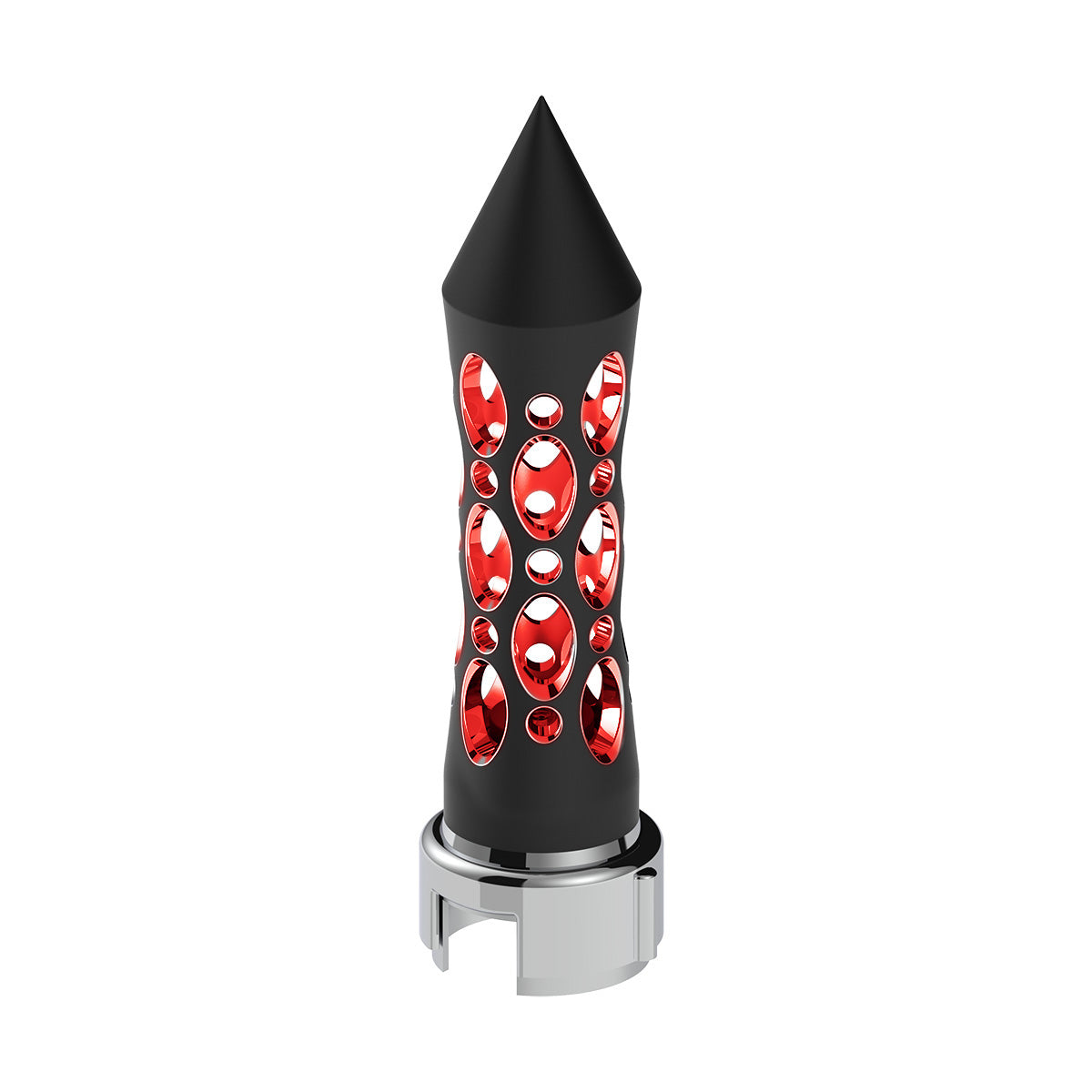 Thread-On Daytona Style Spike Gearshift Knob With LED 13/15/18 Speed Adapter - Black/Red LED