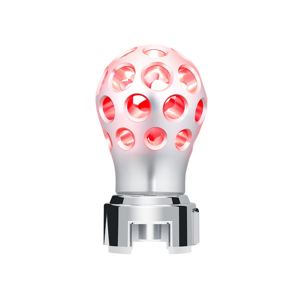 Thread-On Annodized Phoenix Style Ball Gearshift Knob With LED 13/15/18 Speed Adapter-Red LED