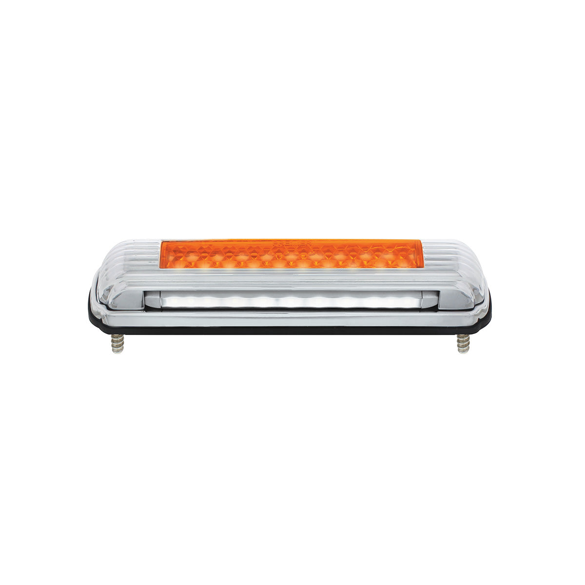 Chrome License Plate Light With Amber LED Auxiliary Light - Amber LED/Amber Lens