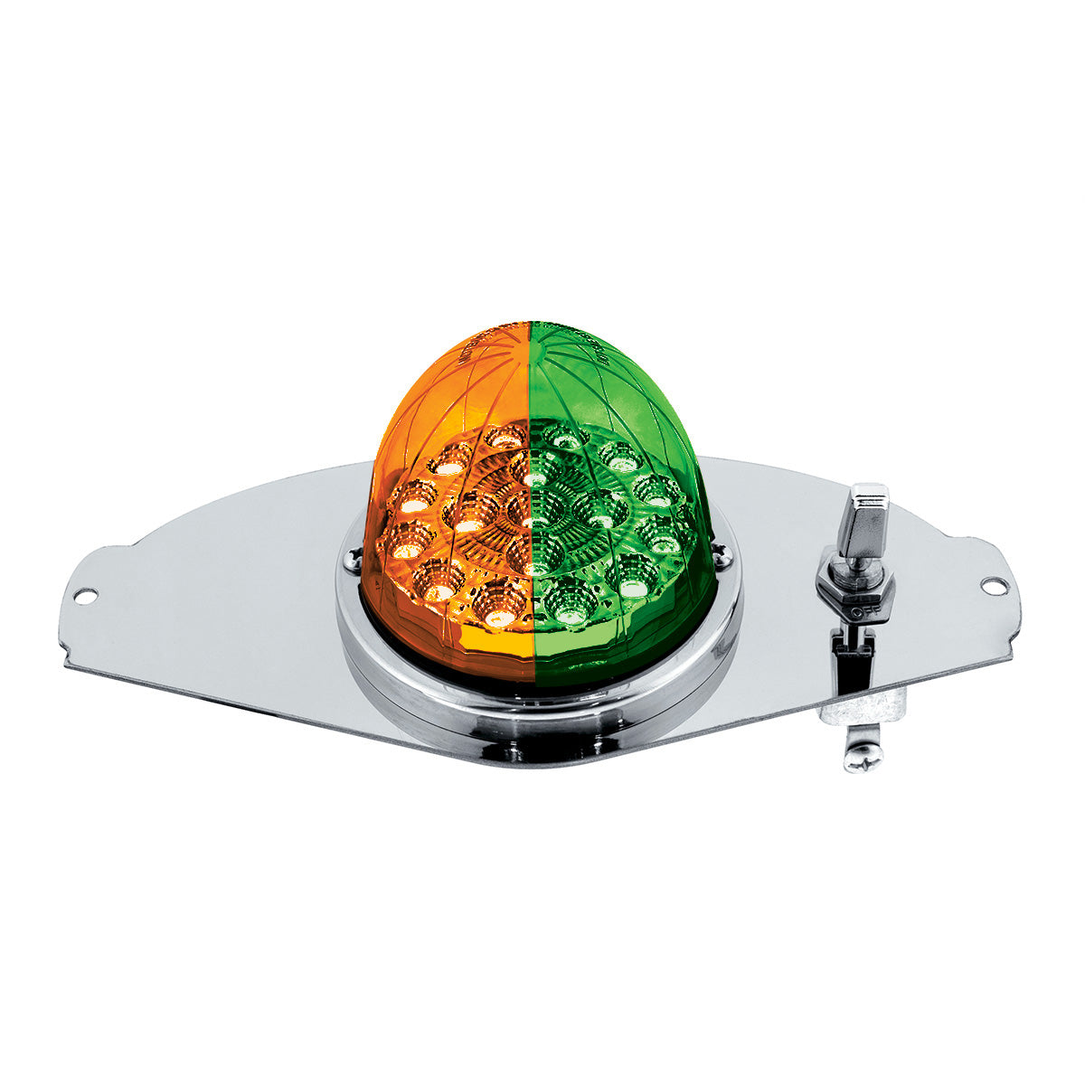 304 SS Above Door Dome Light Kit W/ 17 LED Double Fury Watermelon For 2008-2017 FL Cascadia-Amber & Green LED