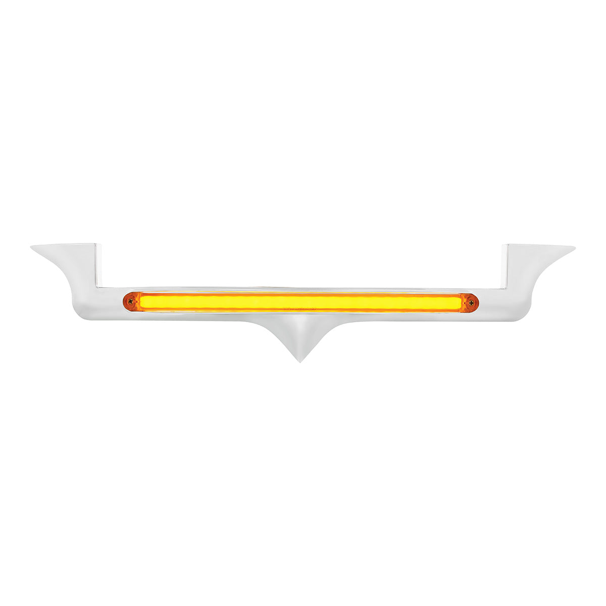 Chrome Hood Emblem Trim With 24 LED GloLight Bar For Kenworth - Amber LED/Amber Lens