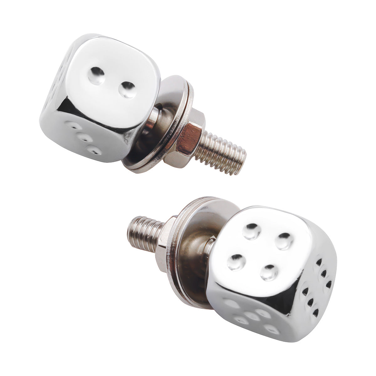 Chrome Dice License Plate Fastener (2-Pack)