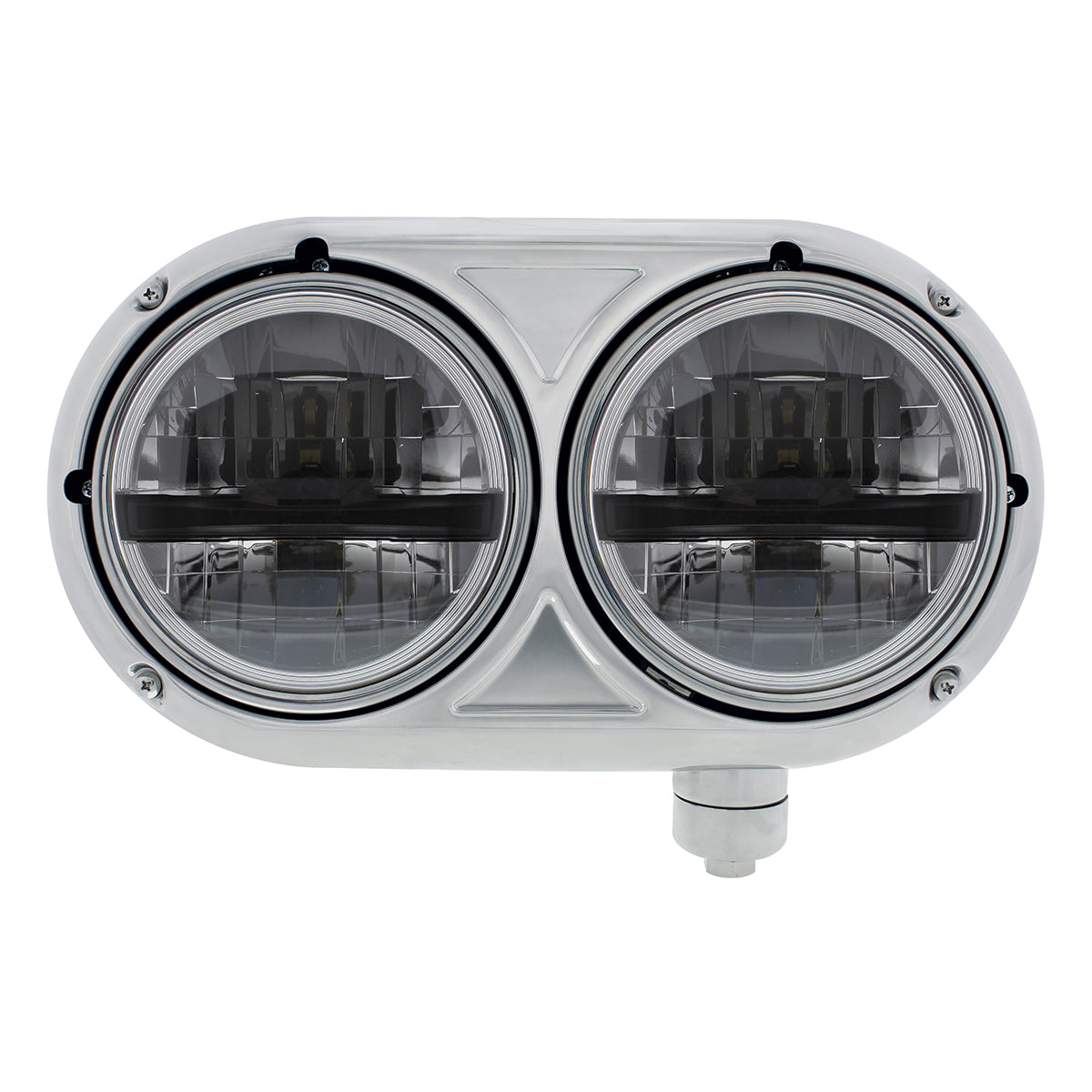 Headlight Assembly With 304 SS Housing & LED Headlights With Black Inner Bar For Peterbilt 359 - Passenger