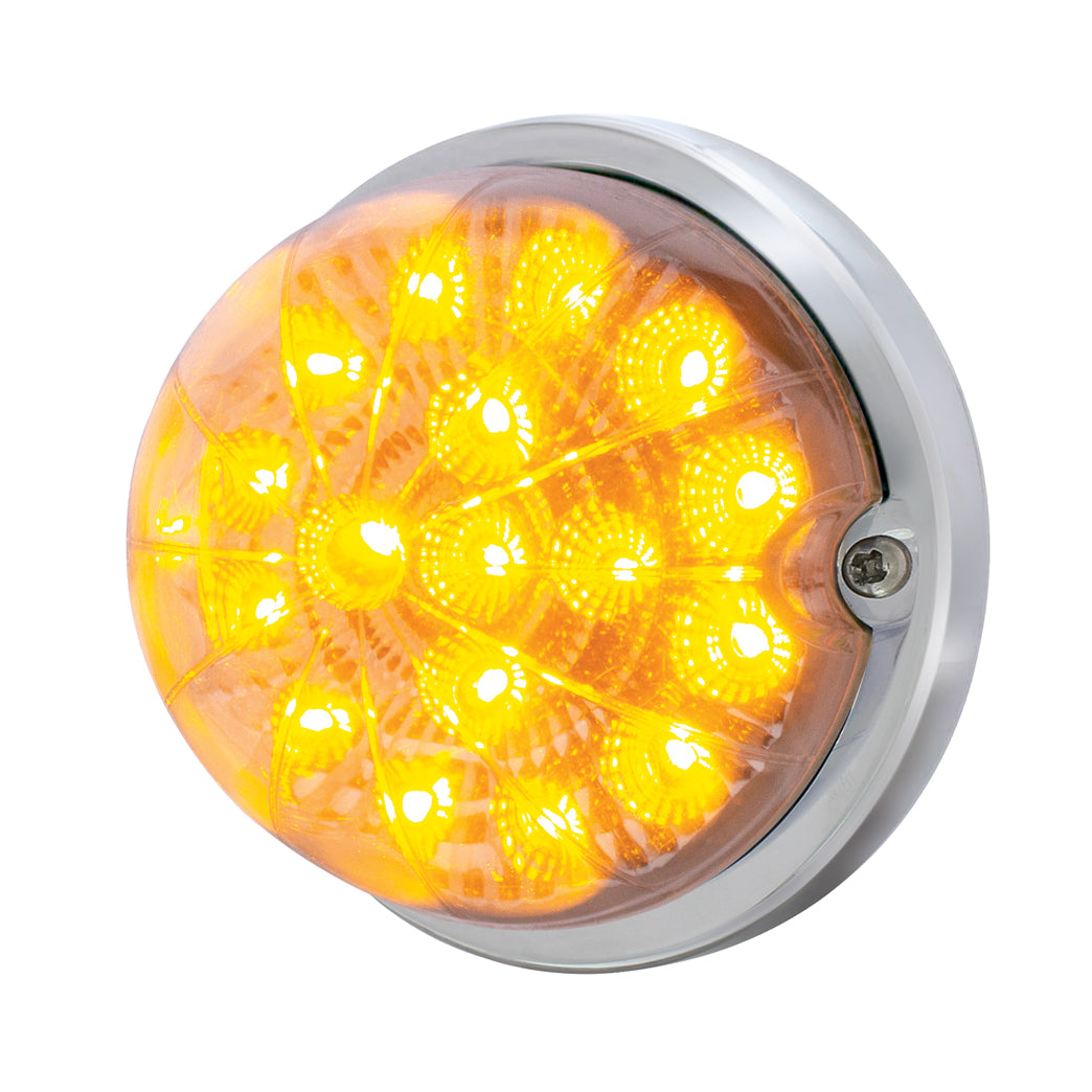 17 LED Dual Function Watermelon Clear Reflector Flush Mount Kit With Low Profile Bezel-Amber LED/Clear Lens