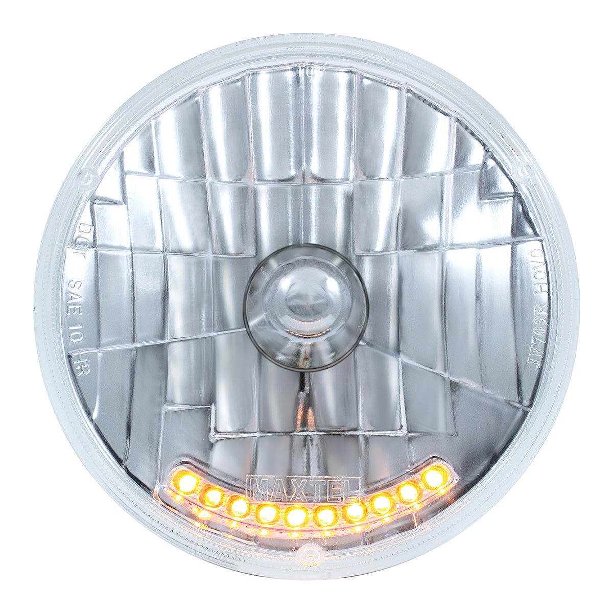 7" Crystal Headlight With 10 Amber LED Position Lights