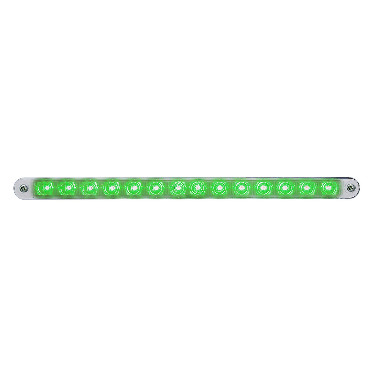 14 LED 12" Auxiliary strip Light With Bezel - Green LED/Clear Lens