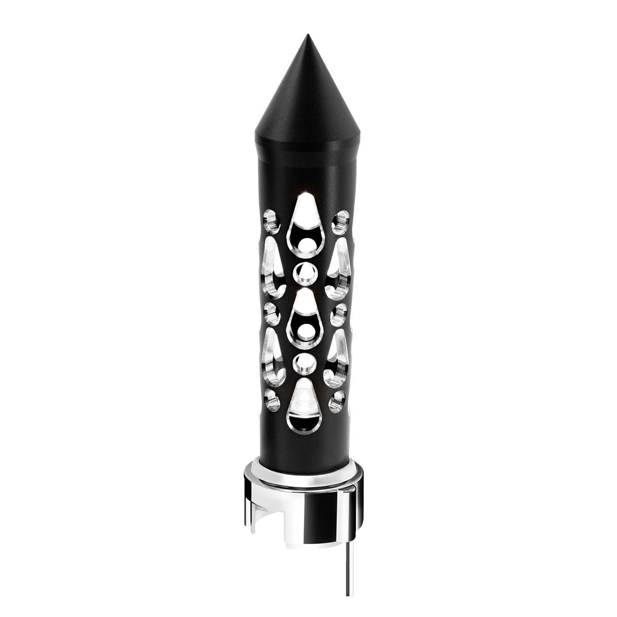 Thread-On Brooklyn Style Spike Gearshift Knob With LED 13/15/18 Speed Adapter-Matte Black/White LED