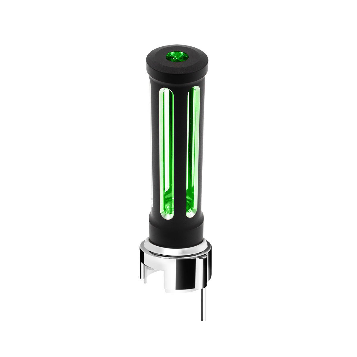 Thread-On Matte Black Sonoma Style Gearshift Knob With LED 13/15/18 Speed Adapter-Dark Green Crystal/Green LED