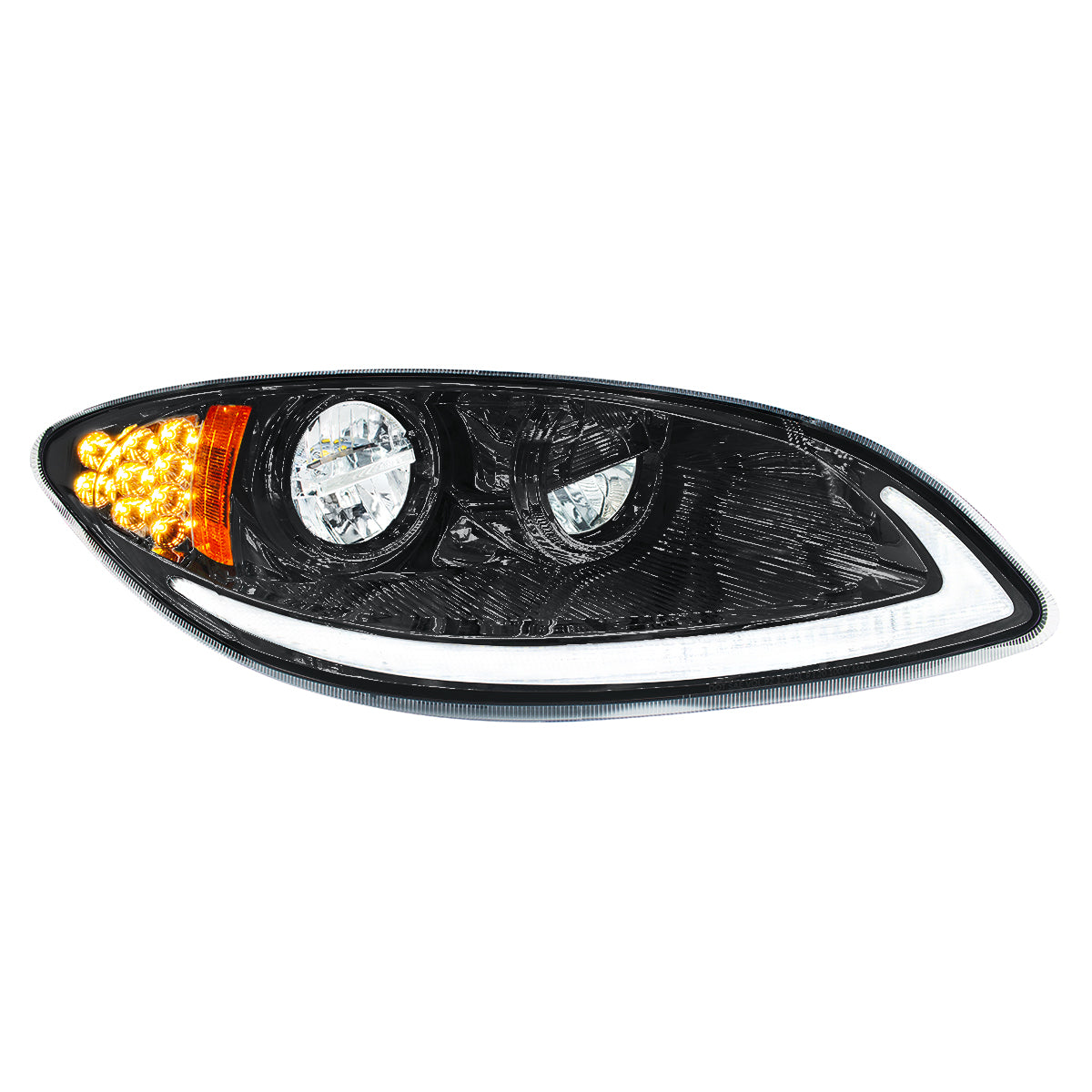 Blackout LED Headlight With LED Light Bar & Turn Signal For 2006-2017 International Prostar-Passenger