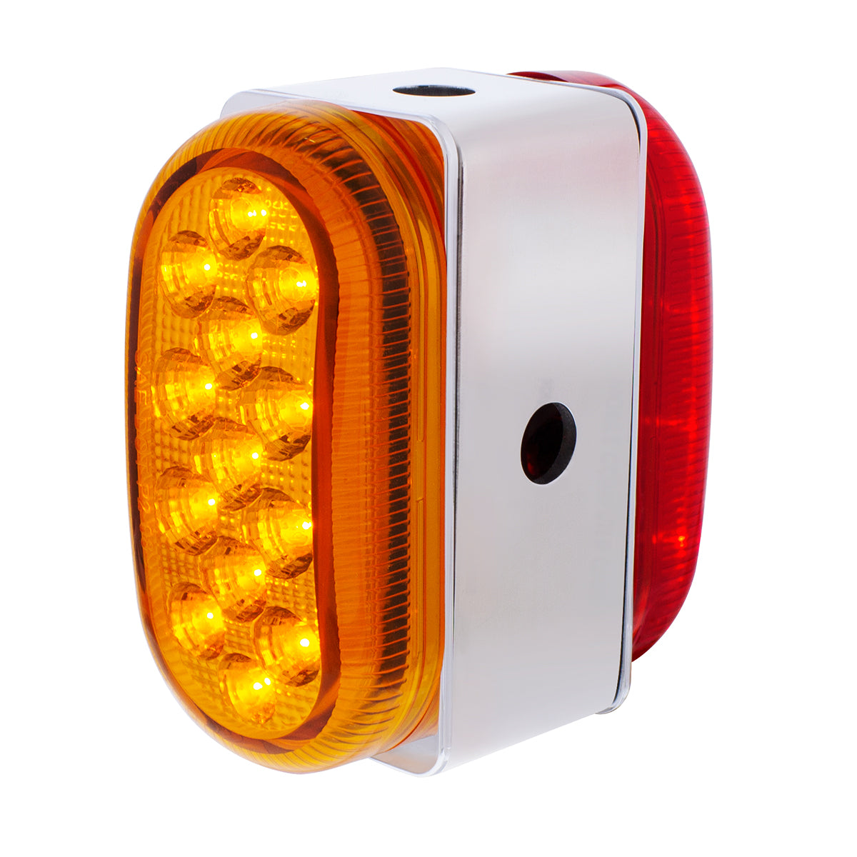 26 LED Dual Function Reflector Double Face Oval Light With SS Bracket - Amber & Red LED/Amber & Red Lens