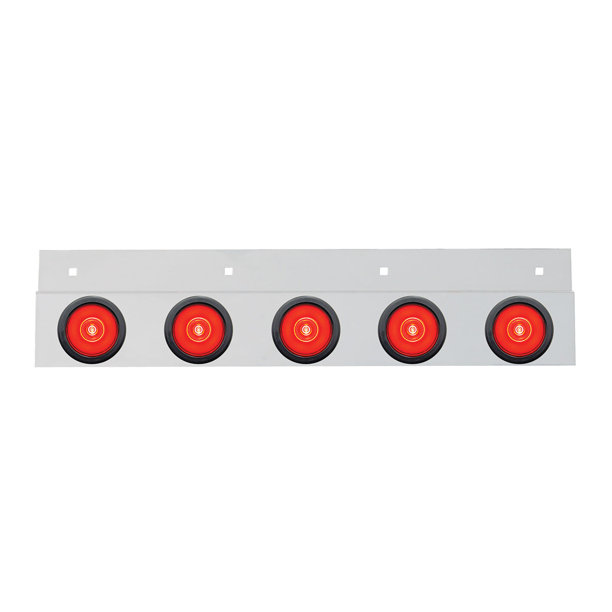 Stainless Top Mud Flap Bracket With 5X 6 LED 2" GloLight & Grommets - Red LED/Red Lens (Each)