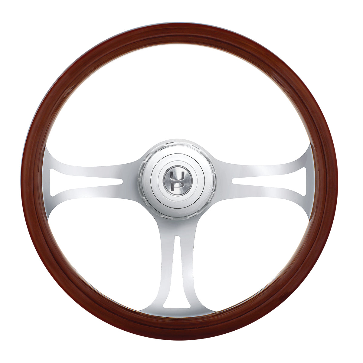 18" Blade Style Wood Steering Wheel With Hub & Horn Button Kit For Peterbilt (2006+) & Kenworth (2003+)