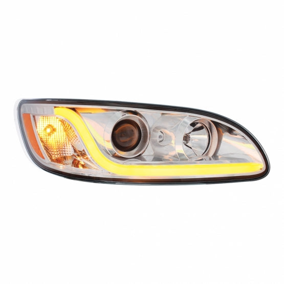 Chrome Projection Headlight W/LED Dual Function Light Bar For PB 386 (2005-2015) & 387 (1999-2010) - Passenger