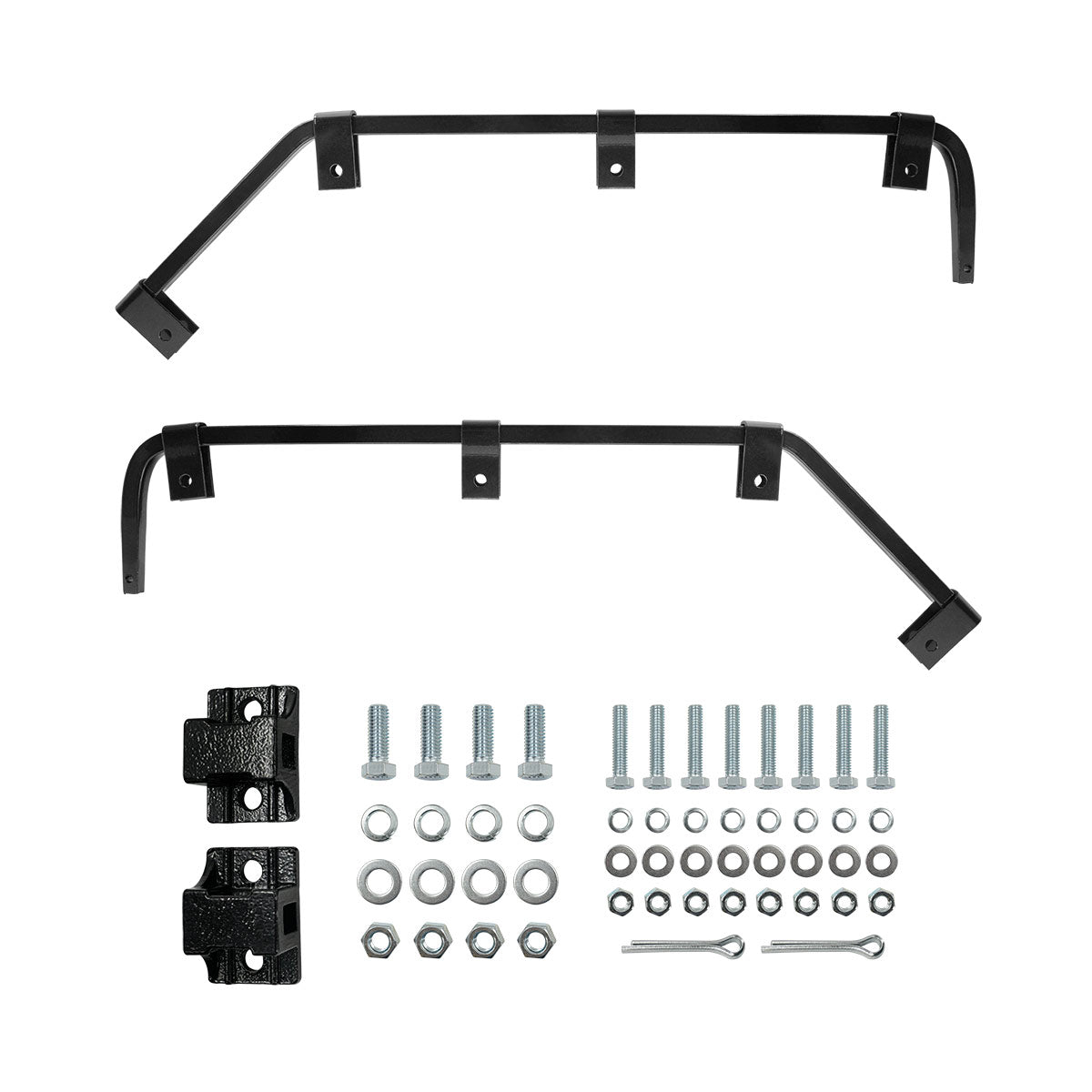 Black Angled Mud Flap Hangers With Mounting Hardware - No Coil (Pair)