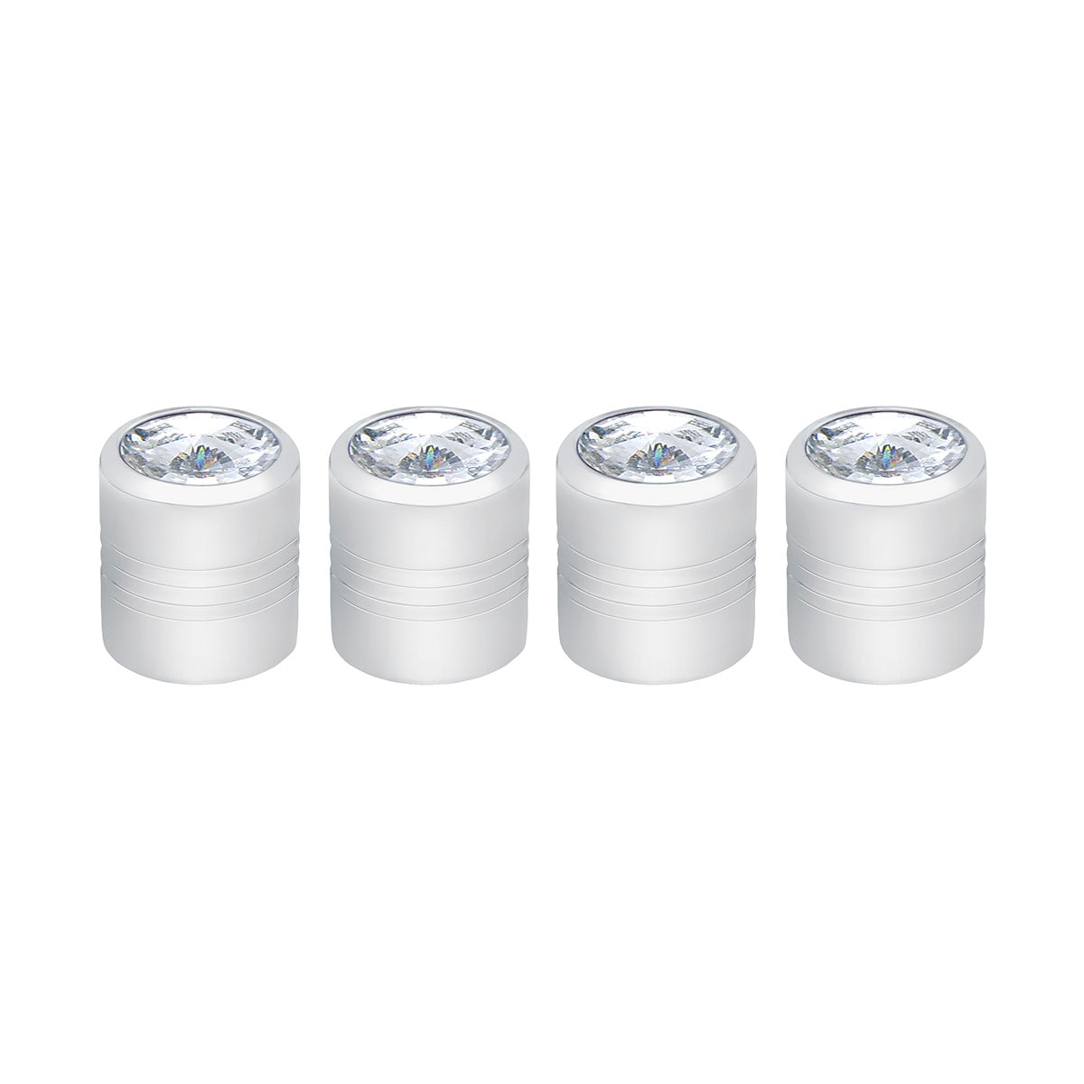 Chrome Round Valve Caps With Clear Crystal (4-Pack)