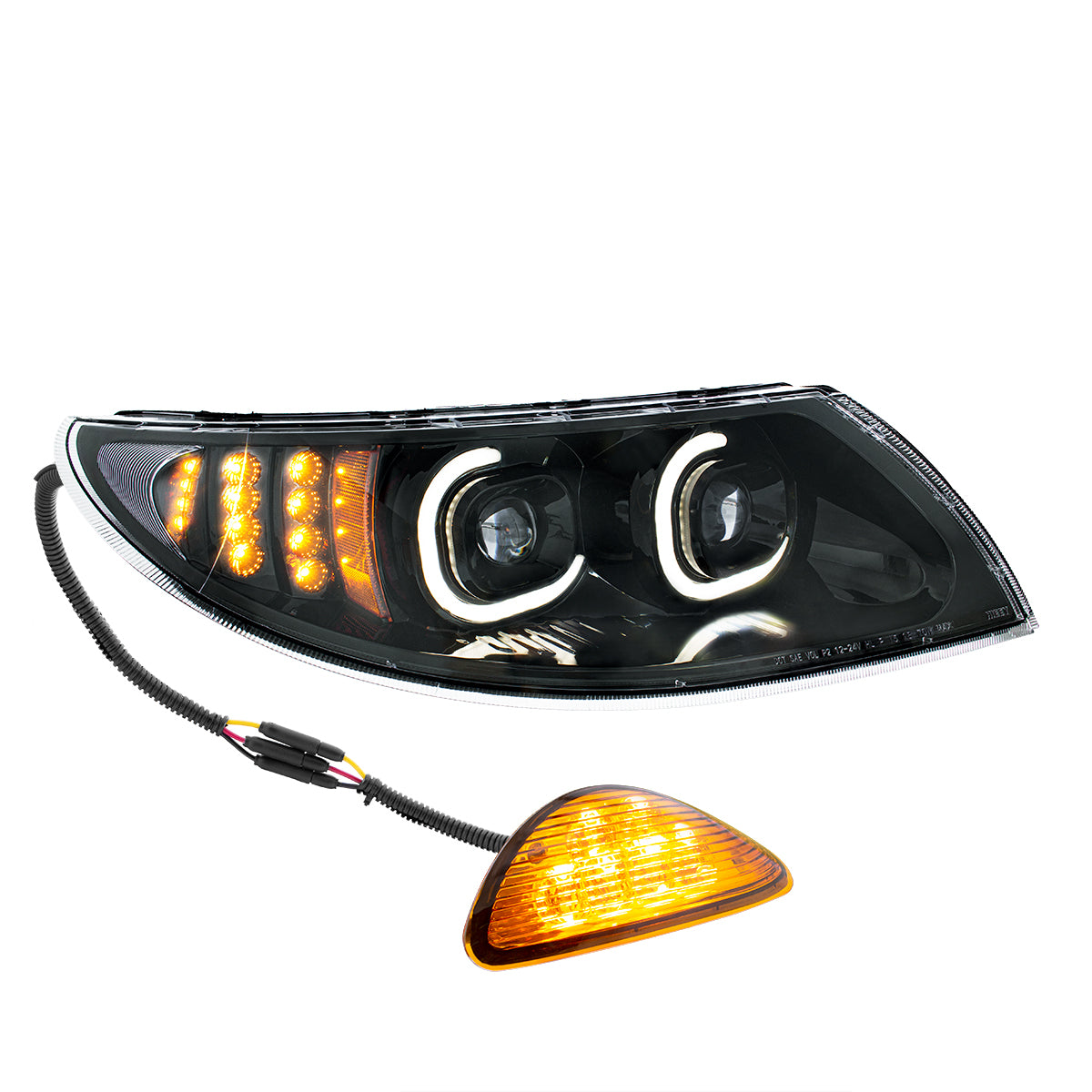 Black LED Projector Headlight With Rear Facing Turn Signal For International Durastar 2002-2018 - Passenger