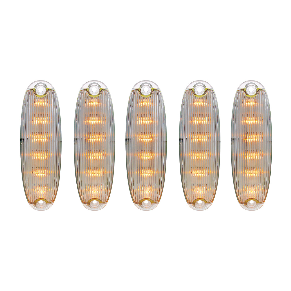 6 Amber LED Cab Lights For 2008-2017 Freightliner Cascadia - Clear Lens (5-Pack)