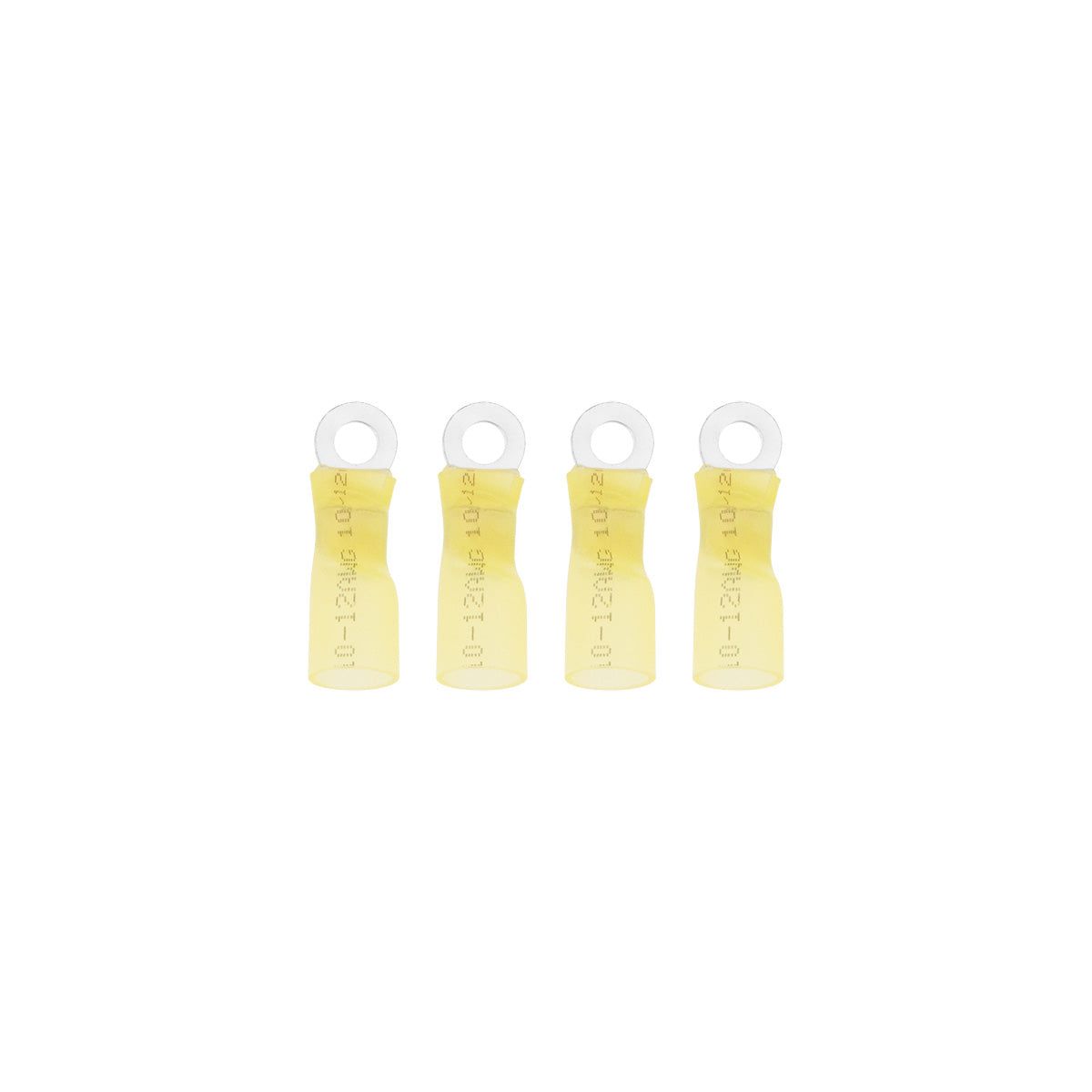12-10 AWG #8 Stud CS Heat Shrink Ring Terminal - Yellow (4-Pack)