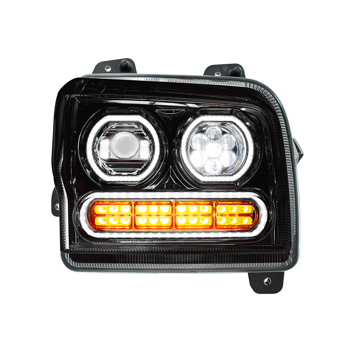 High Power 10 LED Blackout Headlight With 24 LED Turn & 100 LED Halo For 2019-2024 Kenworth W990-Passenger