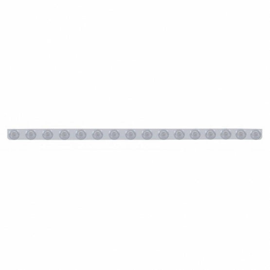 79-1/2" Stainless Bumper Light Bracket With 16X 9 LED 2" Lights & Bezels - Amber LED/Clear Lens