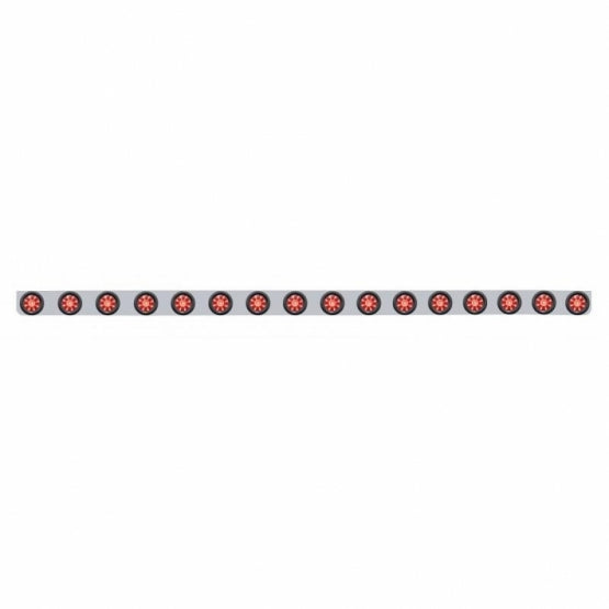 79-1/2" SS Bumper Light Bracket With 16X 9 LED 2" Beehive Light -Red LED & Lens