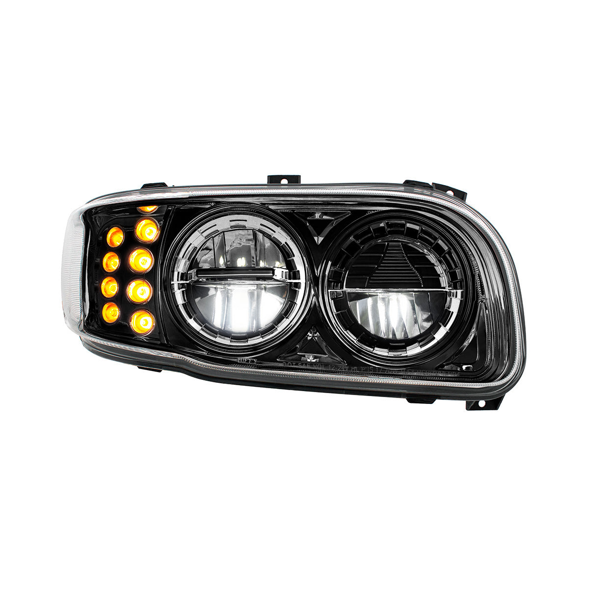 High Power LED Blackout Headlight With 8 LED Turn & 4 LED Position Light For 2008-2024 Peterbilt 389-Passenger