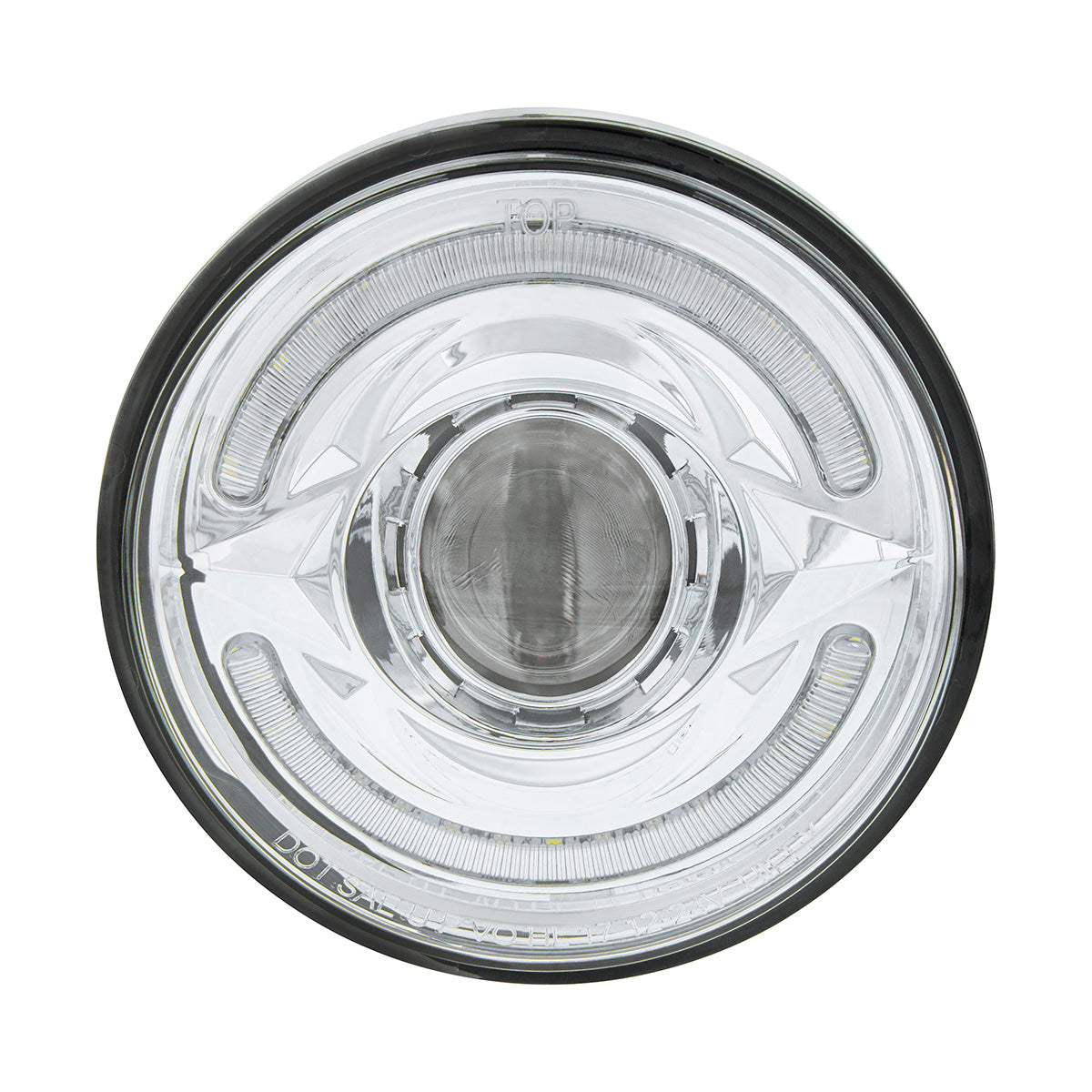 ULTRALIT- LED 5-3/4" Round Headlight With 60 LED Dual Color Light Bar, Amber & White LED - High Beam
