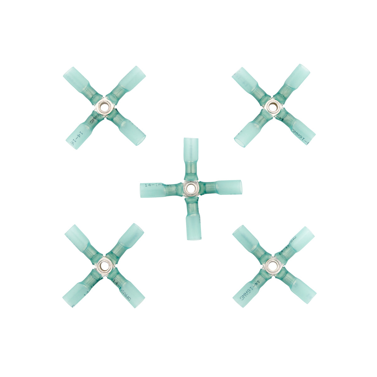 16-14 AWG 4-Way (X) CS Heat Shrink Connector - Blue (5-Pack)