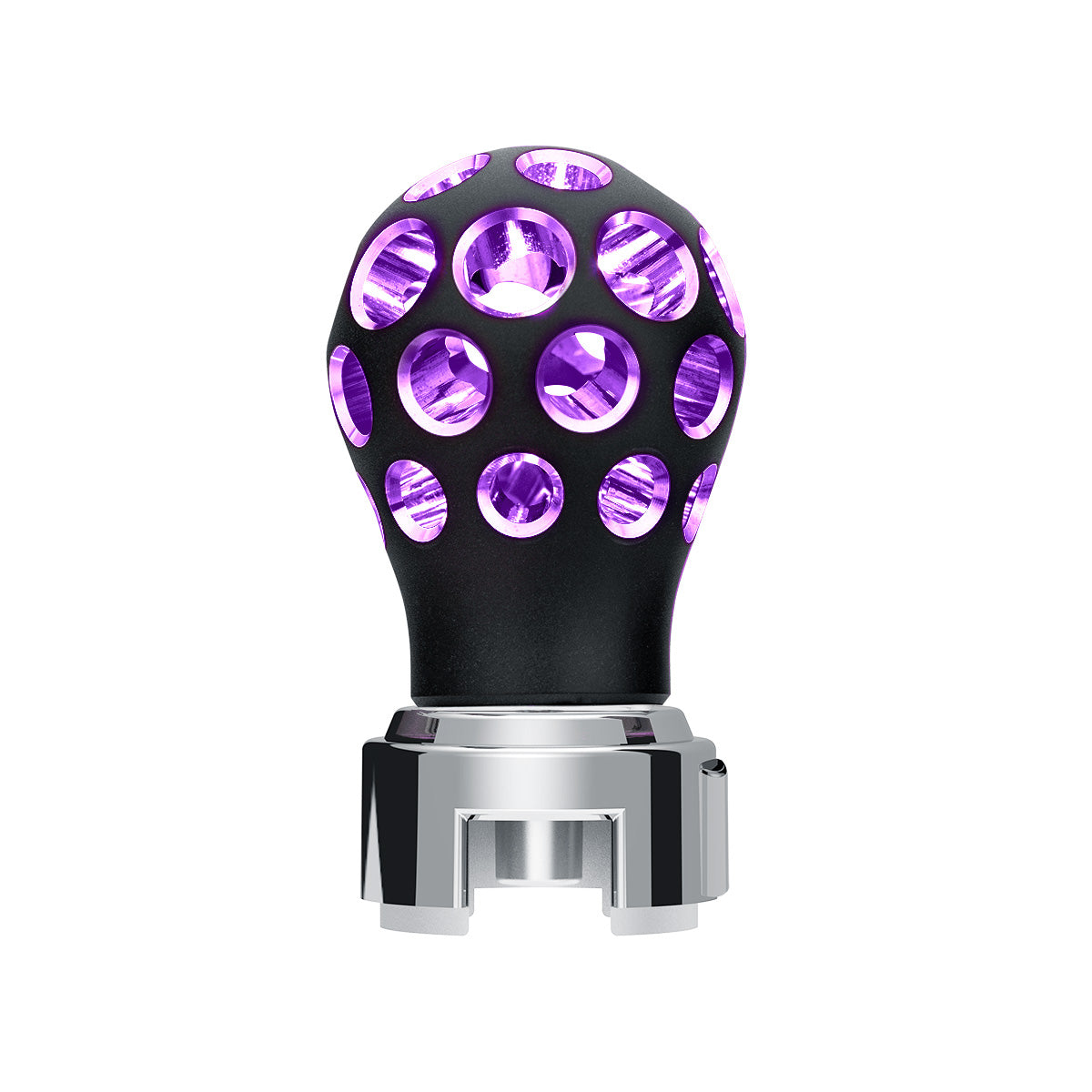 Thread-On Matte Black Phoenix Style Ball Gearshift Knob With LED 13/15/18 Speed Adapter-Purple LED
