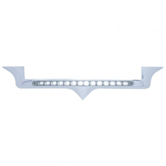 Chrome Hood Emblem Trim With 14 LED Light Bar For Kenworth - White LED/Clear Lens