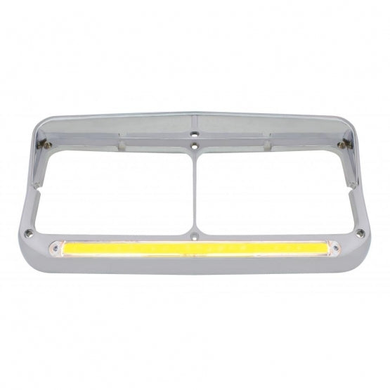 24 LED Rectangular Dual Headlight Bezel With Visor & GloLight - Amber LED/Clear Lens
