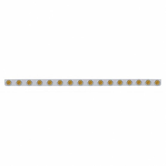 79-1/2" SS Bumper Light Bracket With 16X 9 LED 2" Reflector Lights & Bezels -Amber LED & Lens