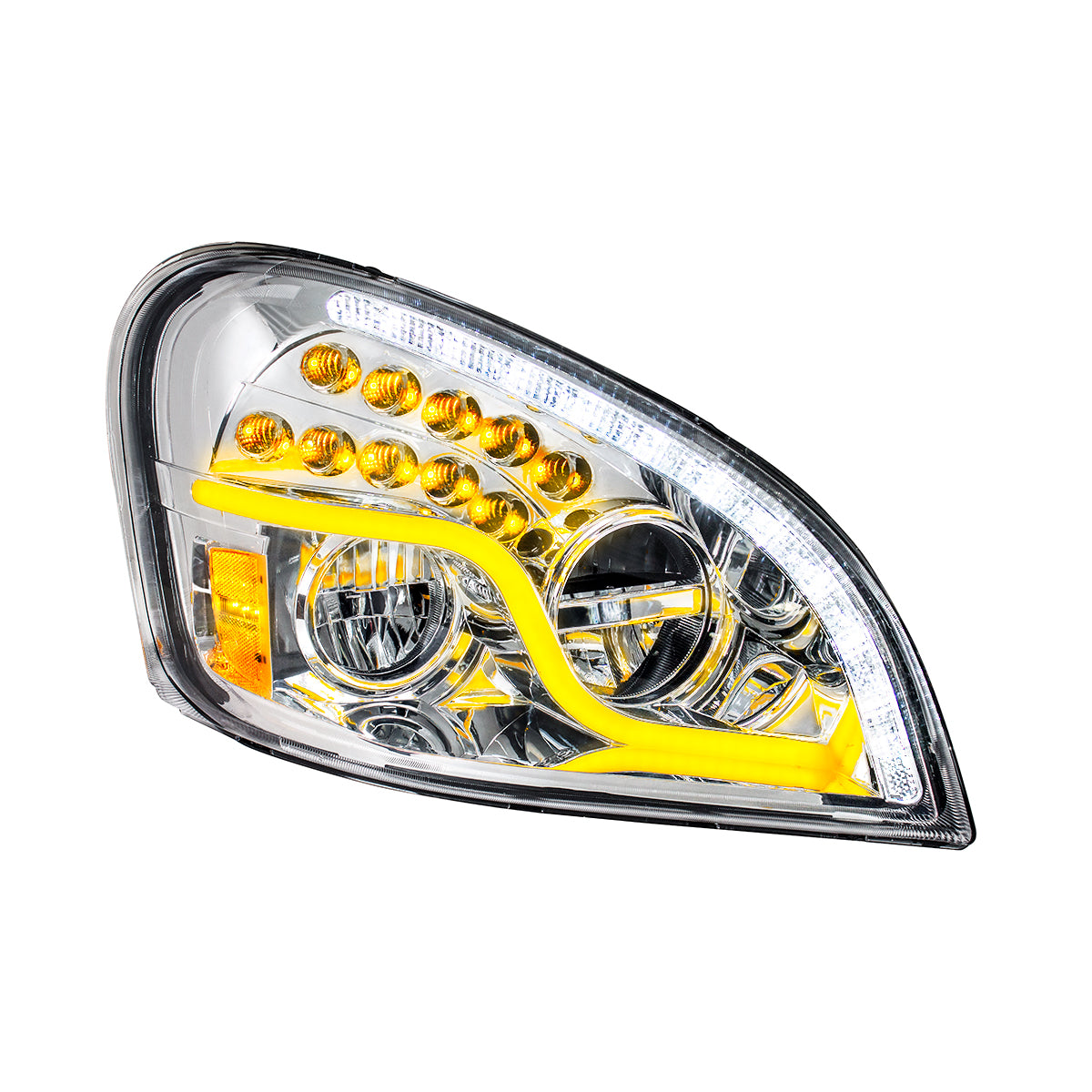 High Power LED Chrome Headlight With LED DRL & LED Turn Signal For 2008-2017 FL Cascadia - Passenger