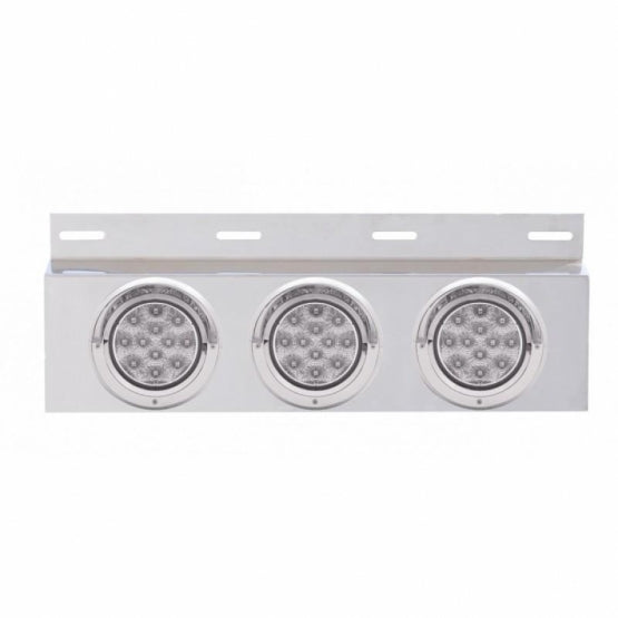 Stainless Top Mud Flap Plate With 3X 12 LED 4" Lights & Visors - Red LED/Clear Lens (Each)