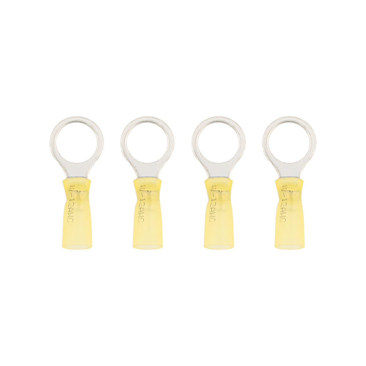 12-10 AWG 1/2" Stud CS Heat Shrink Ring Terminal - Yellow (4-Pack)
