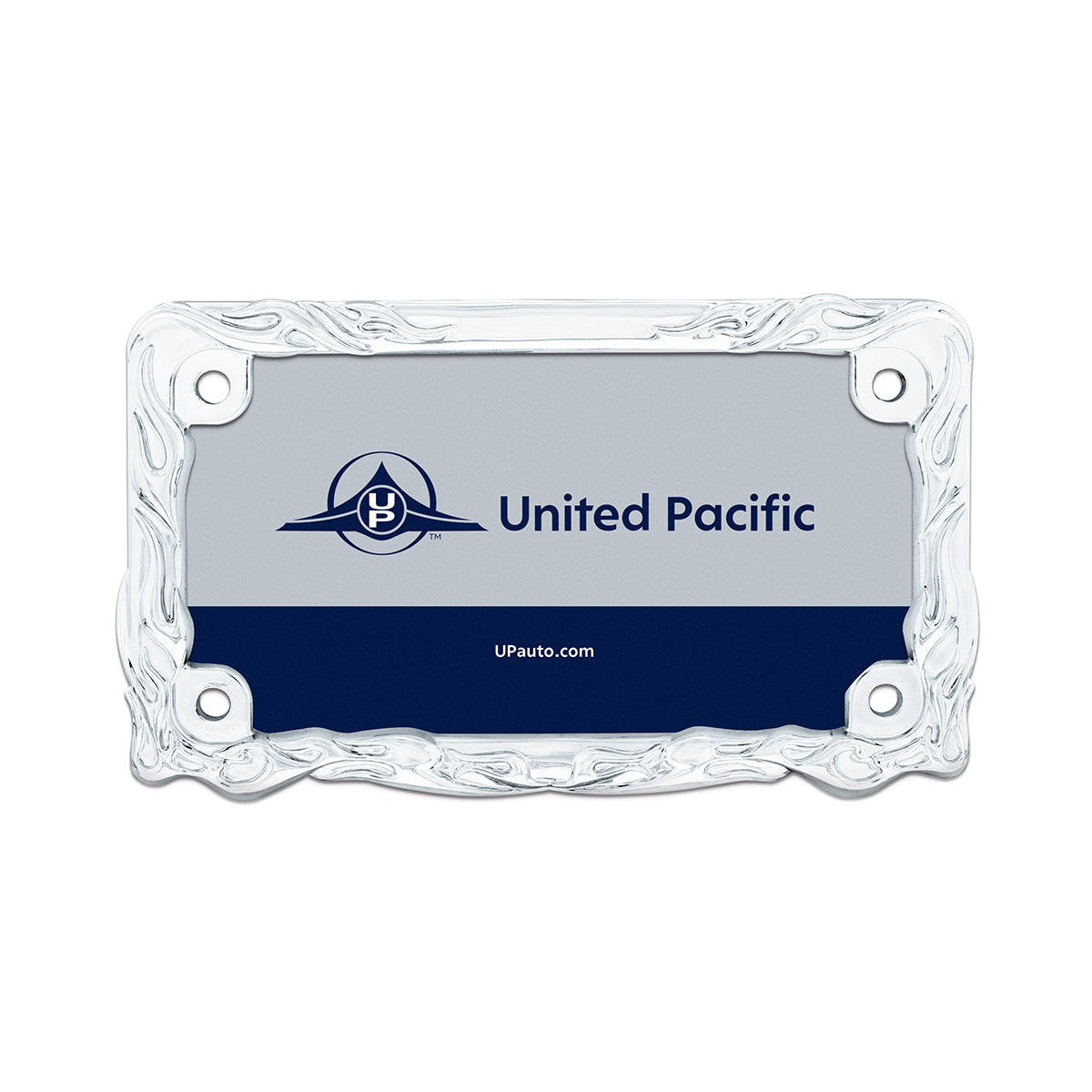 Motorcycle License Plate Frame - Chrome Flame & Frame