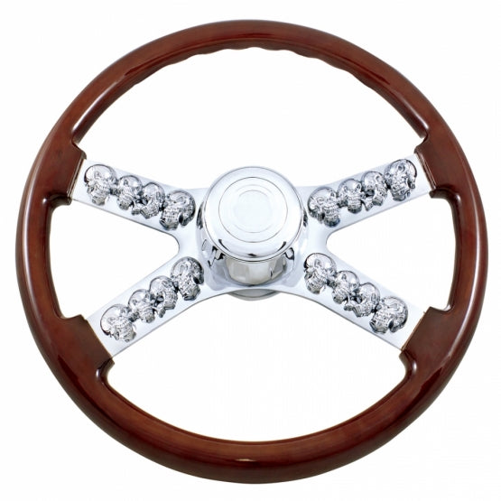 18" Skull Steering Wheel With Hub & Horn Kit - Freightliner 1989-July 2006