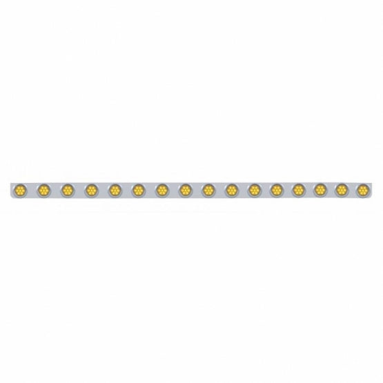 79-1/2" SS Bumper Light Bracket With 16X 7 LED 2" Reflector Lights & Visors -Amber LED & Lens