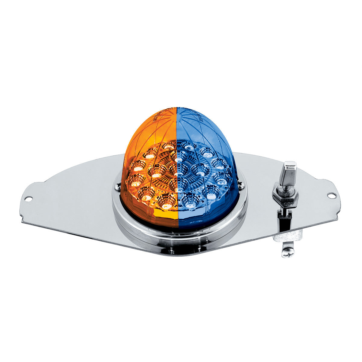304 SS Above Door Dome Light Kit W/ 17 LED Double Fury Watermelon For 2008-2017 FL Cascadia-Amber & Blue LED