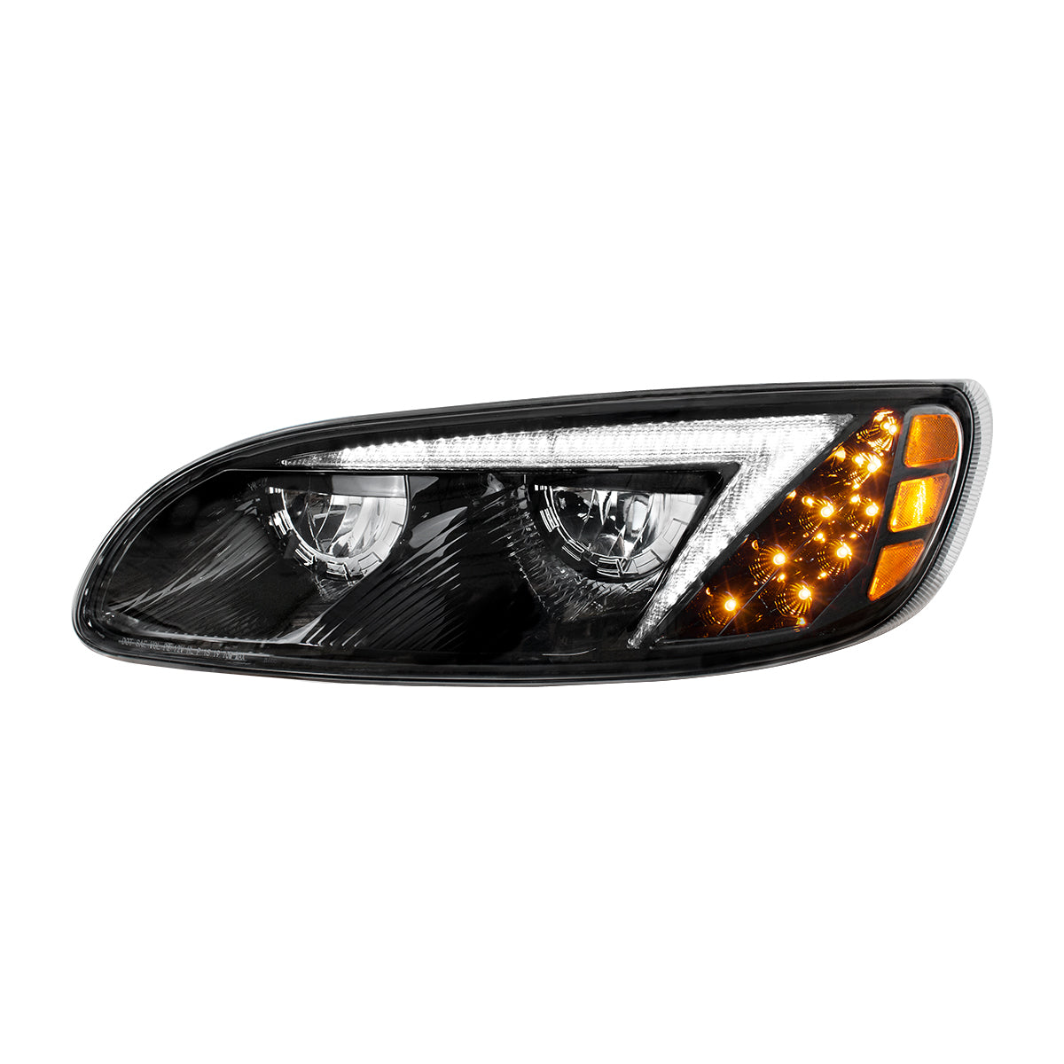 Black LED Headlight For Peterbilt 386 (2005-2015) & 387 (1999-2010) - Driver
