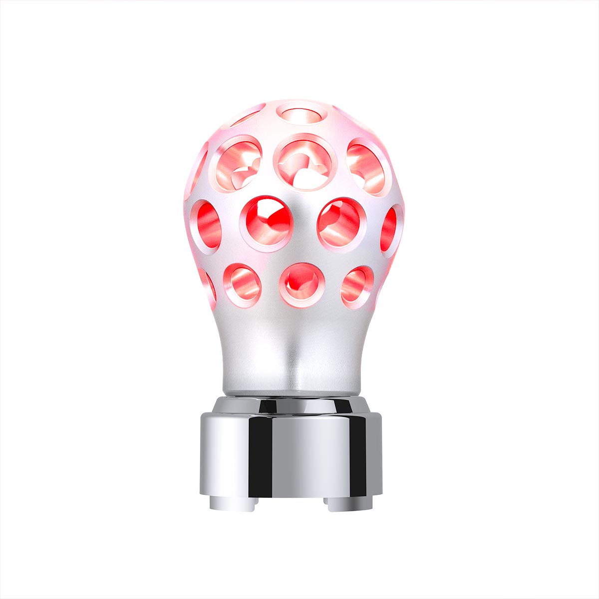 Thread-On Annodized Phoenix Style Ball Gearshift Knob With LED 9/10 Speed Adapter-Red LED