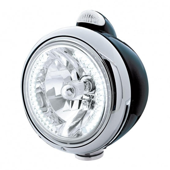 Black Guide 682-C Headlight H4 With White LED & LED Signal - Clear Lens